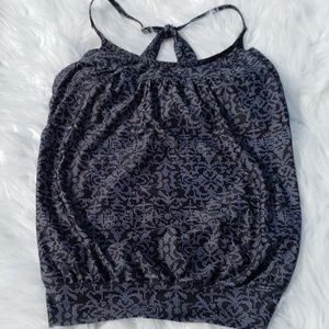 Elegant Black Patterned Halter Swim Coverup Tag Says XL but More Like M